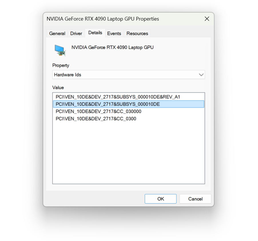 Device Manager Hardware ID