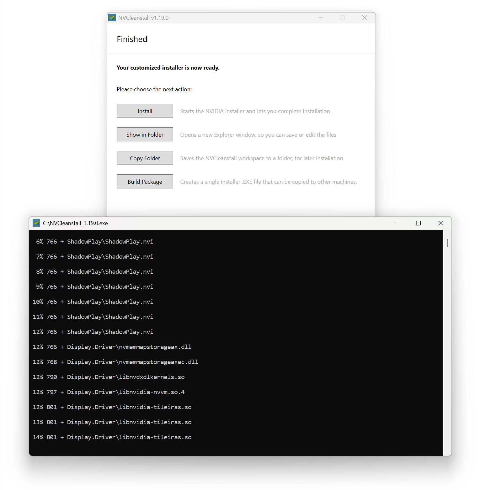 NVCleanstall Building Driver Package